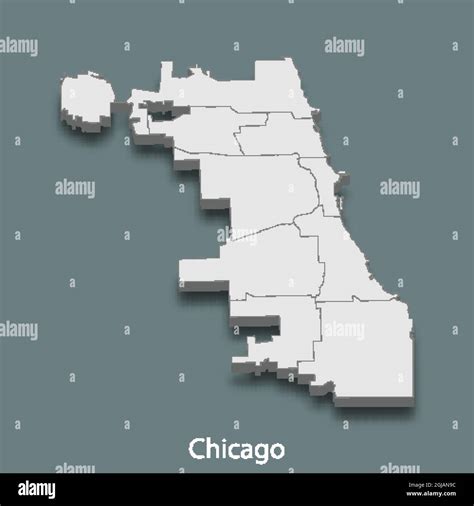 3d Isometric Map Of Chicago Is A City Of United States Vector
