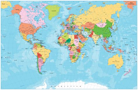 Detailed Political World Map With Capitals Rivers And Lakes Stock