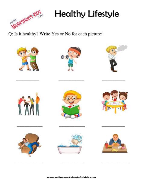 Free Healthy Lifestyle Worksheets For Grade 1