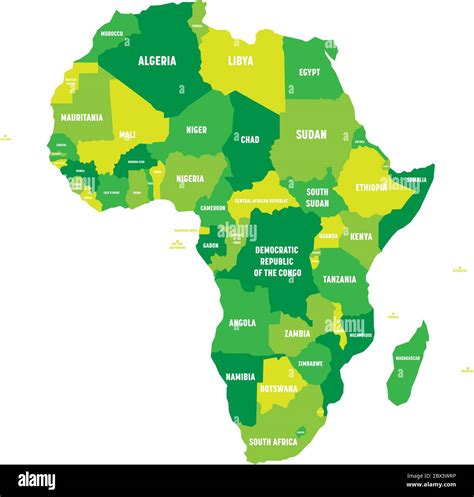 Political Map Of Africa In Four Shades Of Green With White Country Name