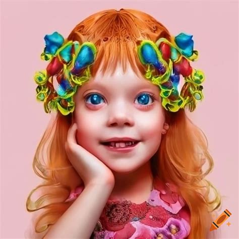 Colorful Illustration Of Smiling Ginger Haired Girls