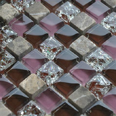 Stone Glass Mosaics Tile Backsplash Kitchen Wall Crackle Tiles Bathroom Flooring Stickers Purple