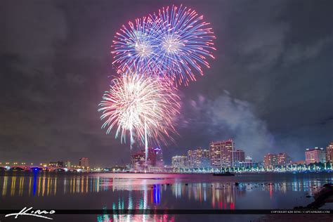 West Palm Beach Fireworks New Years From Waterway Hdr Photography By