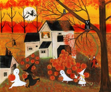 Halloween Folk Art American Folk Art Folk Art Painting