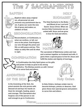 Catholic sacraments coloring pages.sacrament coloring pages sacrament of holy orders coloring page bible coloring pages pdf during the sacrament of holy orders the bishop places his hand on the soon to be deacon priest or bishop to transfer spiritual power and authority. Catholic The 7 Sacraments Poster Coloring Page Worksheet | TpT