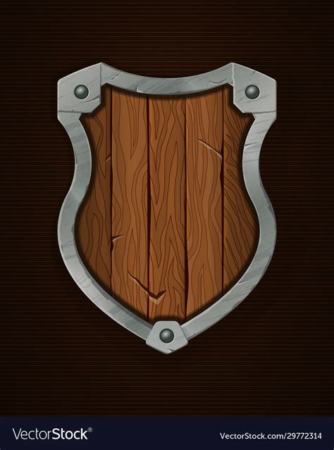 Empty Shield For Emblem Or Logo Medieval Wooden Vector Image
