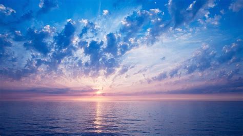 Sunrise Shadow On Beach Water Under Blue Cloudy Sky Hd Sky Wallpapers
