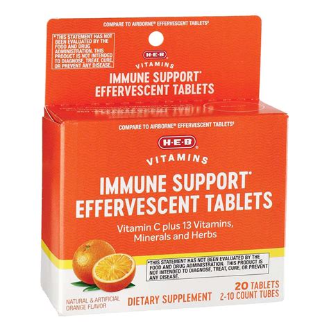 H E B Vitamins Immune Support Effervescent Tablets Shop Vitamins A Z