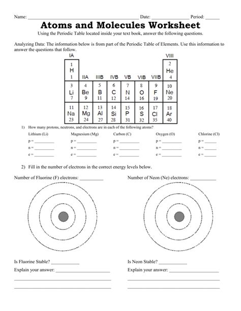 Free Printable Worksheets On Molecules