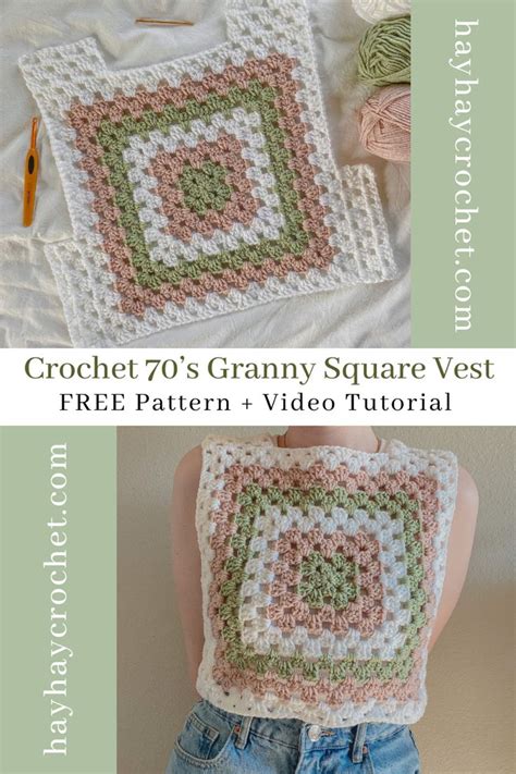 70’s Inspired Granny Square Vest Free Crochet Pattern Video Tutorial In 2023 Crochet Vest