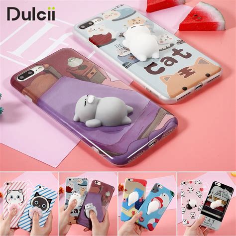 Dulcii For Iphone 6s 6 Plus 7 7 Plus Squishy Cat Phone Case 3d Cute