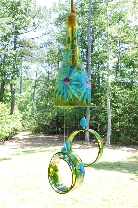 Wind Chime Turquoise Daisy Made From Recycled Image 2 Wind Chimes