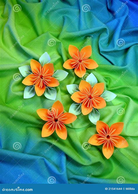 Orange Origami Flowers Stock Photo Image Of Color Paper 21541644