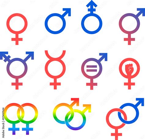 Gender Symbols Set Of Vector Graphic Icons Representing The Universal