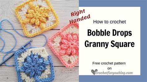 Crochet Bobble Drops Flower Granny Square Easy Fast Free Pattern