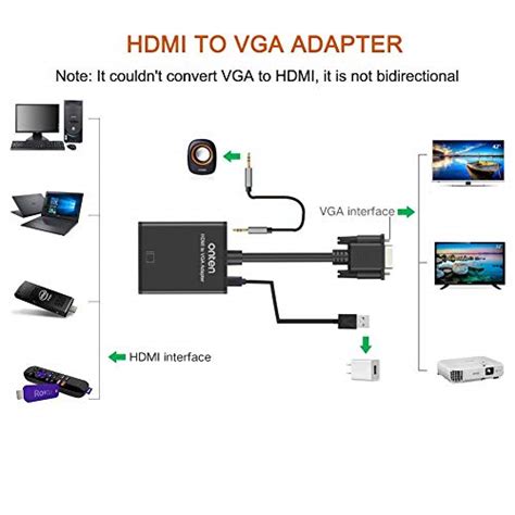 Onten Hdmi To Vga Adapter Hdmi Female To Vga Male Converter With Mm