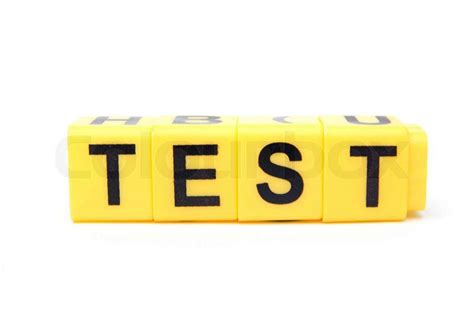 An Image Of Yellow Blocks With Word Test On Them Stock Photo