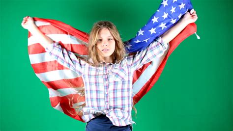 All miniature flags $2.10 or less. Little Girl Waving American Flag On Greenscreen Stock ...