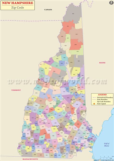 New Hampshire Zip Codes Map Island Maps