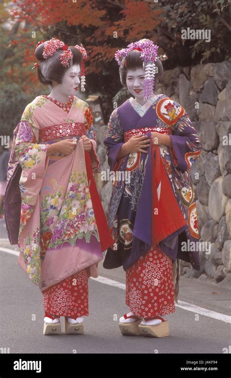 japan kyoto maiko girls group picture no model release asia eastern asia island state