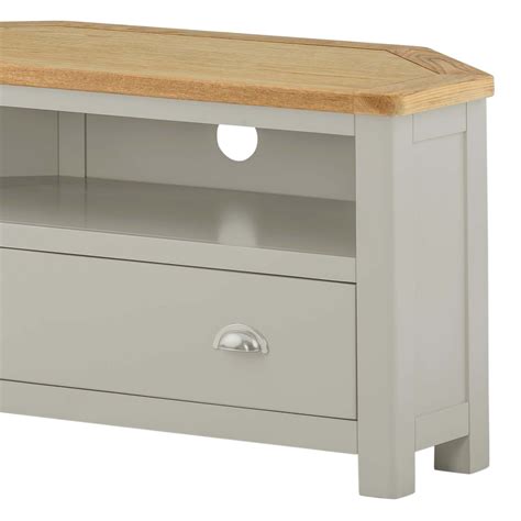 The Padstow Grey Corner Tv Stand Close Up Of Drawer Handle Corner Tv