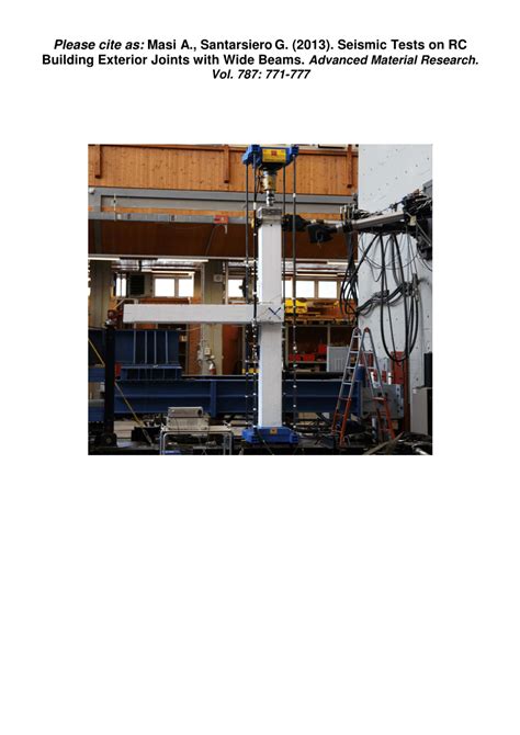 Pdf Seismic Tests On Rc Building Exterior Joints With Wide Beams