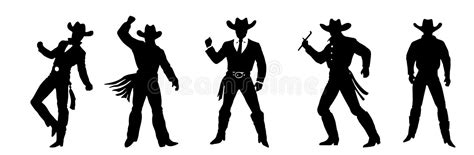 Silhouette Of Cowboys Dancing At The Country Music Festival Vector