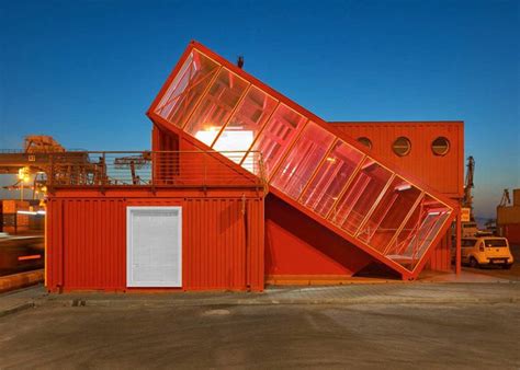 This New Shipping Container Office Is Handsomely Off Kilter Container