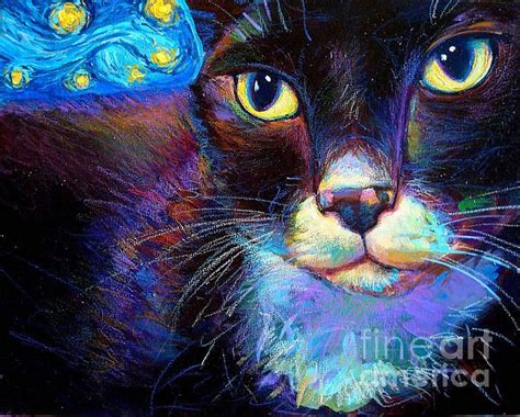 Starry Night Jack By Robert Phelps Cat Art Starry Night Painting