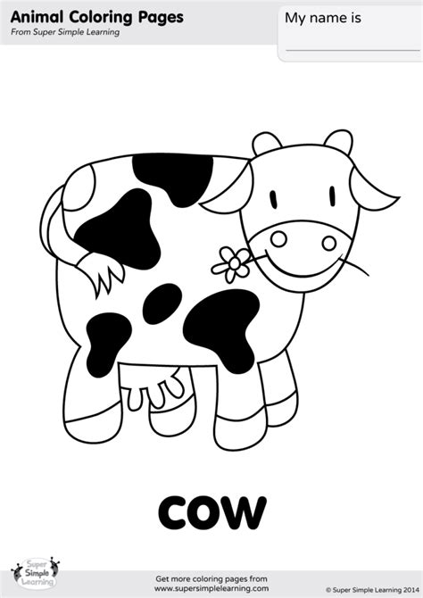 Make your own animal coloring book with the free printable animal color sheet. Cow Coloring Page - Super Simple