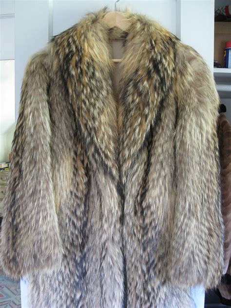 Real Full Length Tanuki Finnish Raccoon Fur Coat Size M L Etsy