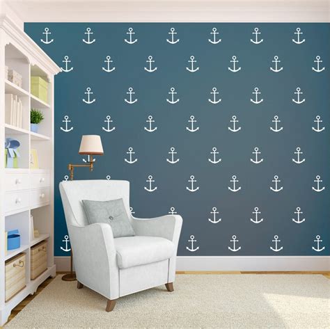 Anchor Nautical Wall Pattern Decal Wall Decal Custom Vinyl Etsy
