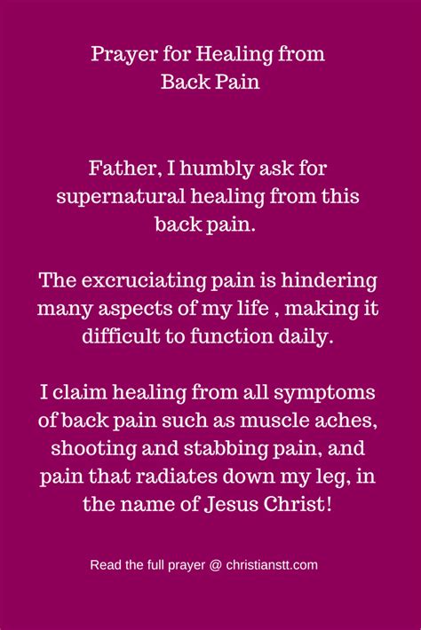 Prayer For Healing From Back Pain Power Of Prayer