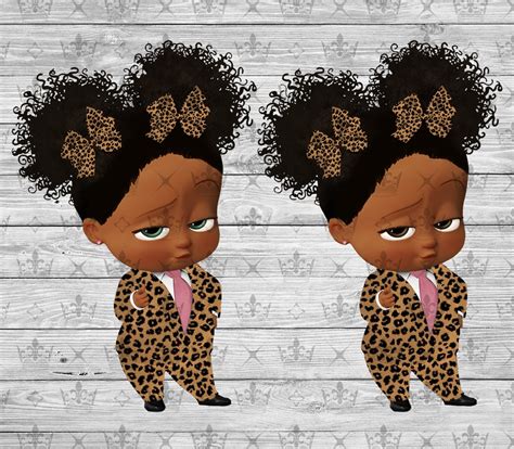 African American Boss Baby Girl Cheetah Leopard Clipart Etsy