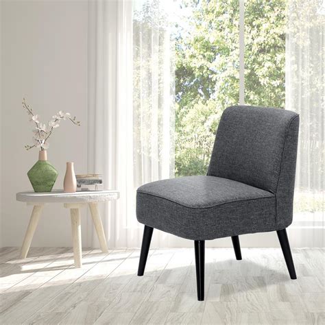 Jacob golden leg grey tufted wingback chair. Furinno Retro Vintage Dark Grey Fabric Accent Chair ...