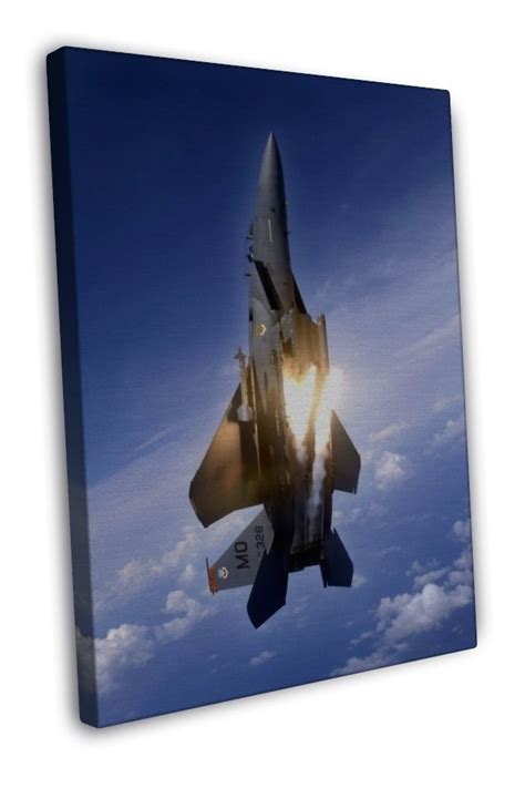 F 15 Eagle Fighter Up Aircraft Art Military Fans Wall Decor 16x12 Framed Canvas