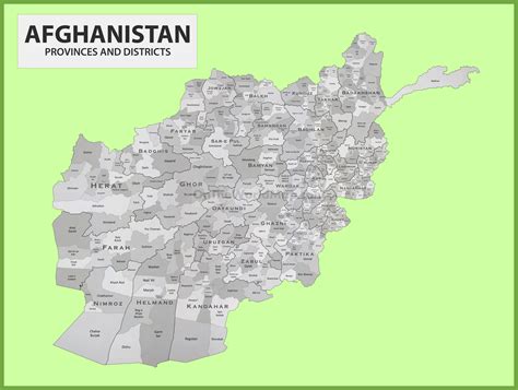 Administrative Map Of Afghanistan With Provinces And Districts