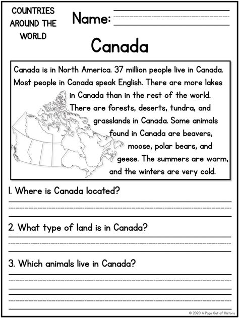 Countries Around The World Reading Comprehension Passages K 2 Etsy