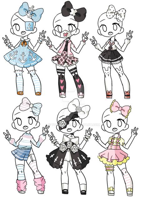 Outfit Adopt Set Closed By Yuki White Character Design Drawing