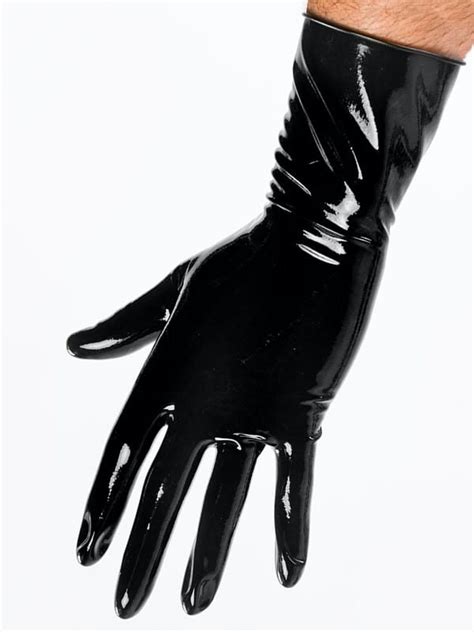 Hot Wrist Seamless Black Latex Opera Long Latex Gloves Fetish Latex
