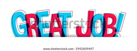 Great Job Creative Banner Redblue Overlapped Stock Vector Royalty Free
