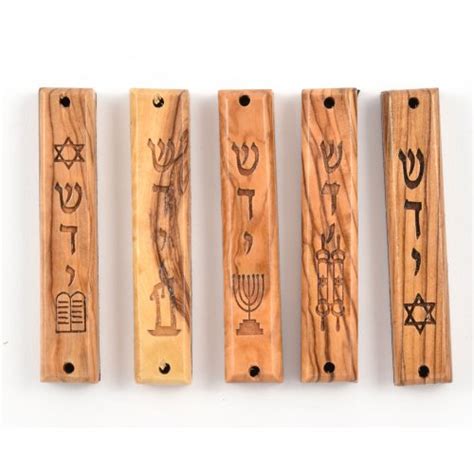 5 Pack Olive Wood Mezuzah Case Made In Israel Canaan