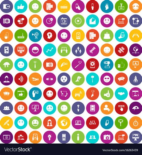 100 Social Media Icons Set Color Royalty Free Vector Image