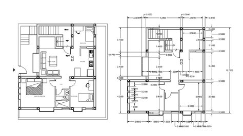 Furnished 3d Bhk House Working Plan Autocad Drawing Cadbull