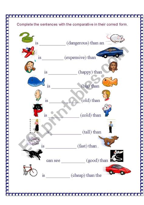 Comparative Forms Esl Worksheet By Adanchan
