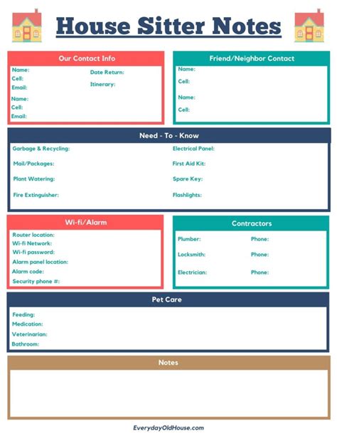 Free Printable House Sitter Template Printable Templates