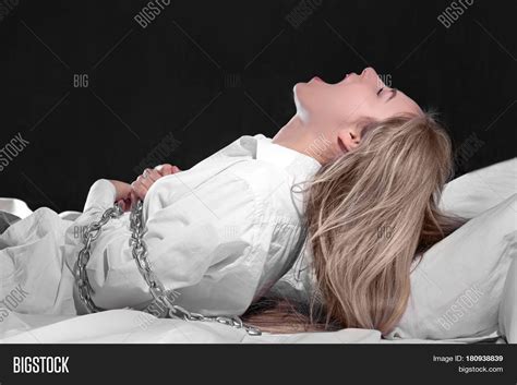 Girl Tied Chain Bed Sleep Image And Photo Bigstock