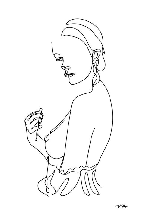 Woman Line Drawing Original Nude Painting Woman Figure Nude Drawing