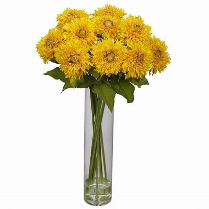 Sunflower Vase Yellow Arrangement Flower Silk Artificial