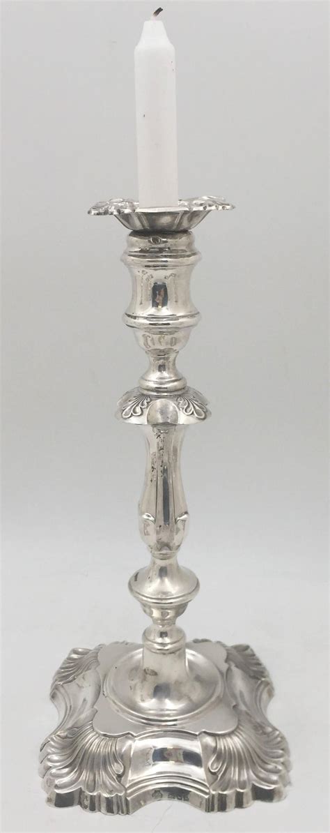 Hutton Set Of 6 Sterling Silver Candlesticks In Georgian Style For Sale